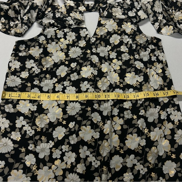 Candies Womens Floral Mini Dress Size M Halter Metallic Gold Black Y2K Fairy - Picture 11 of 15